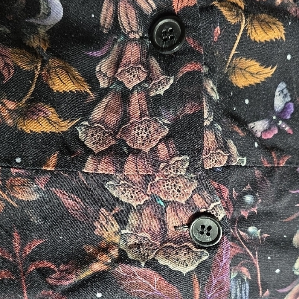 Floral Black Button Down Dress - Picture 9 of 10